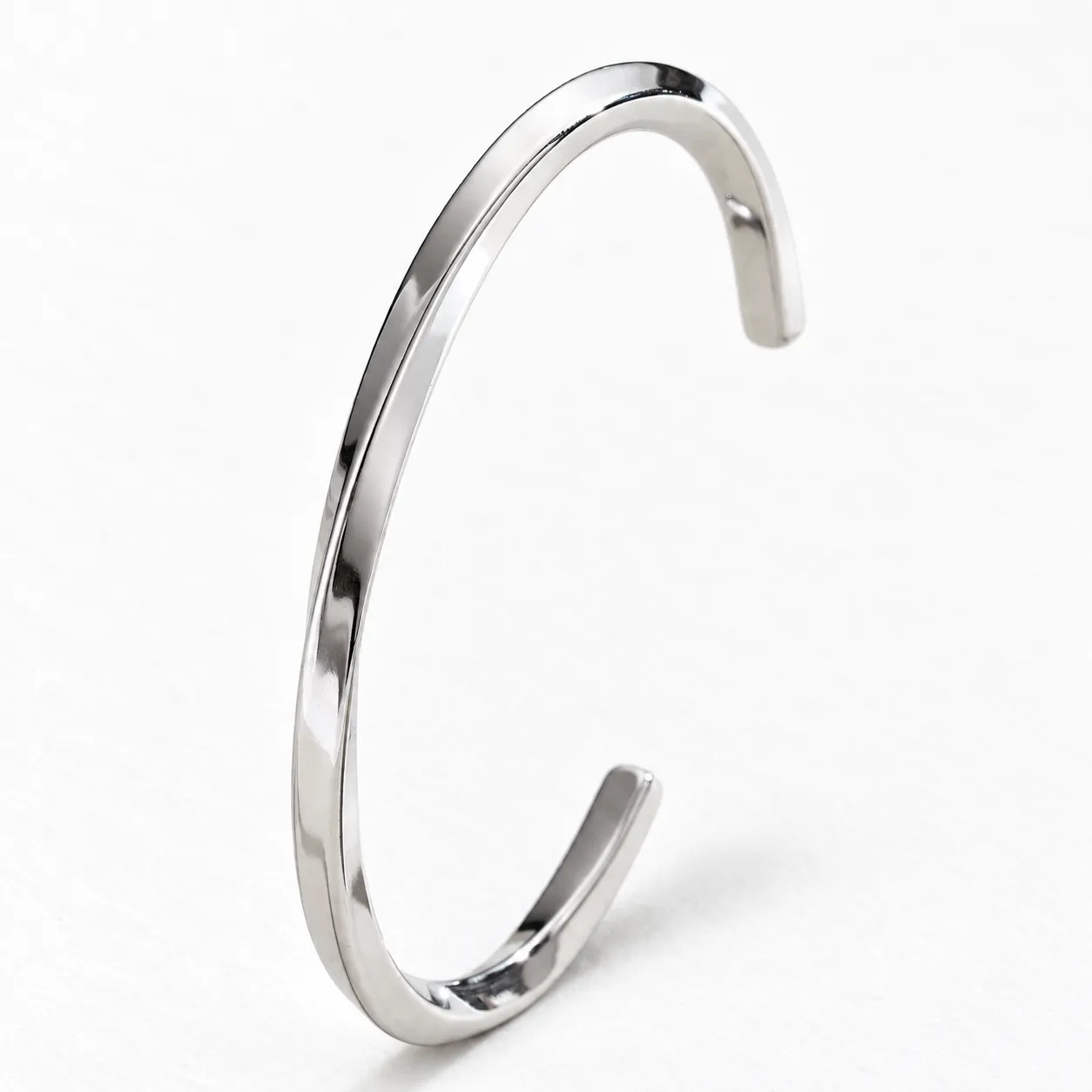 Silver Twist Cuff, slim open polished band