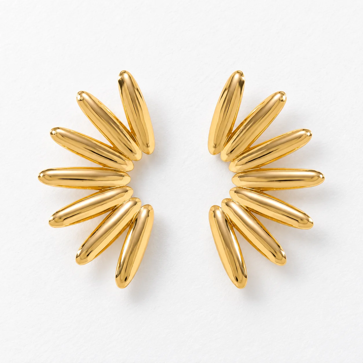 Sunray Studs, mirrored pair of seven-ray earrings